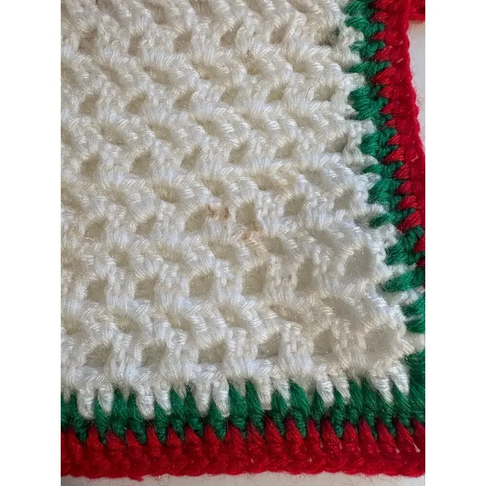 Set of 4 Vintage Kitschy Christmas Crochet Placemats